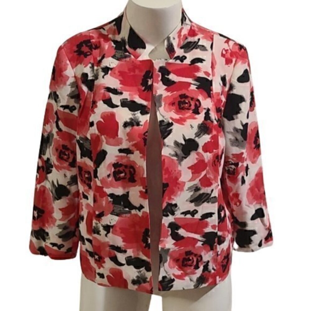 [Kim Rogers] Pink Flower Open Blazer - Size 16
